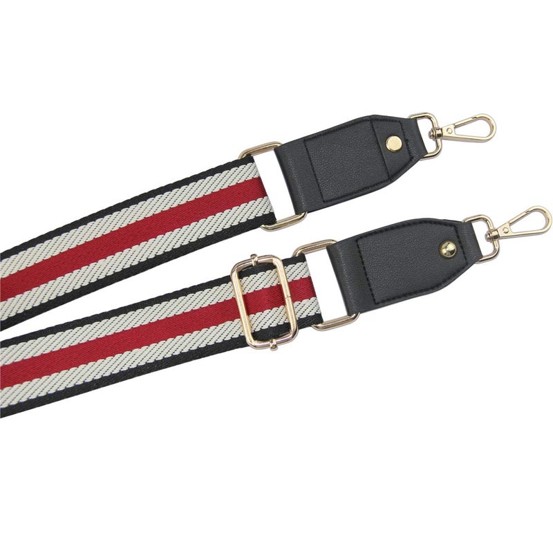 Duwi Wide Purse Strap Jacquard Guitar Style Strap Multicolor Canvas Adjustable Crossbody Bag Strap(Black,White,red) - Image 2
